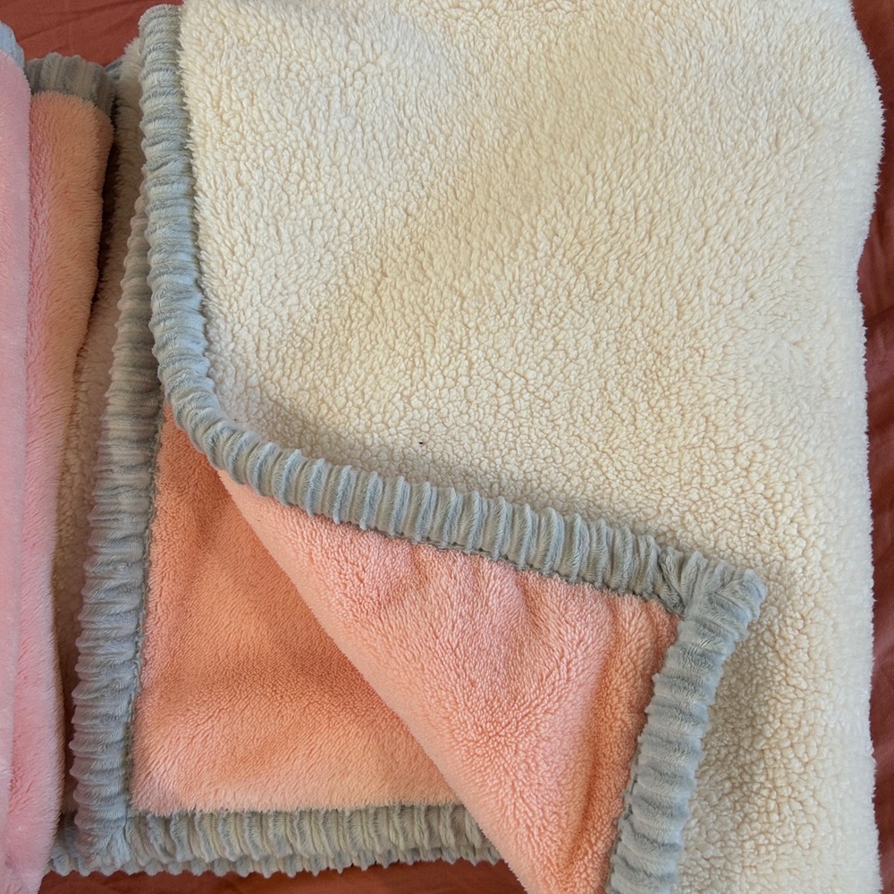 Chick Pea Pink and White Baby Blanket